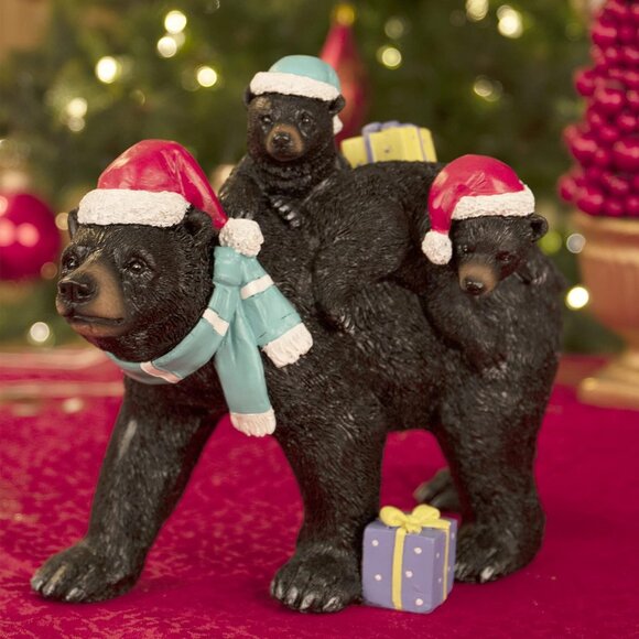 Resin Christmas Figurine Black Bear Family Decoration for Tables and Shelves - Picture 7 of 7